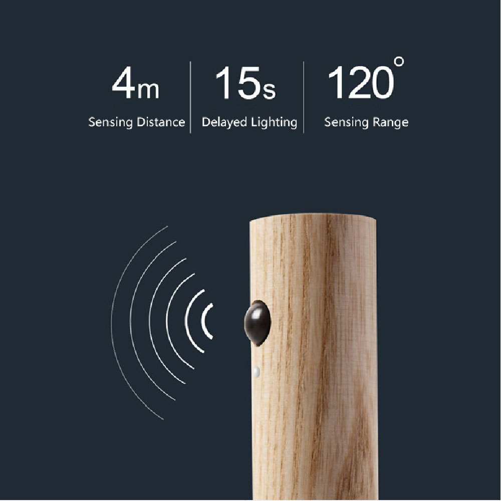 Auto LED USB Magnetic Wood Wireless Night Light Corridors Porch Lights PIR Motion Sensor Wall Light Cabinet Lamp - Image 5